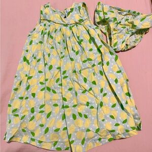 Baby Boden lemon Citrus Print Dress Set